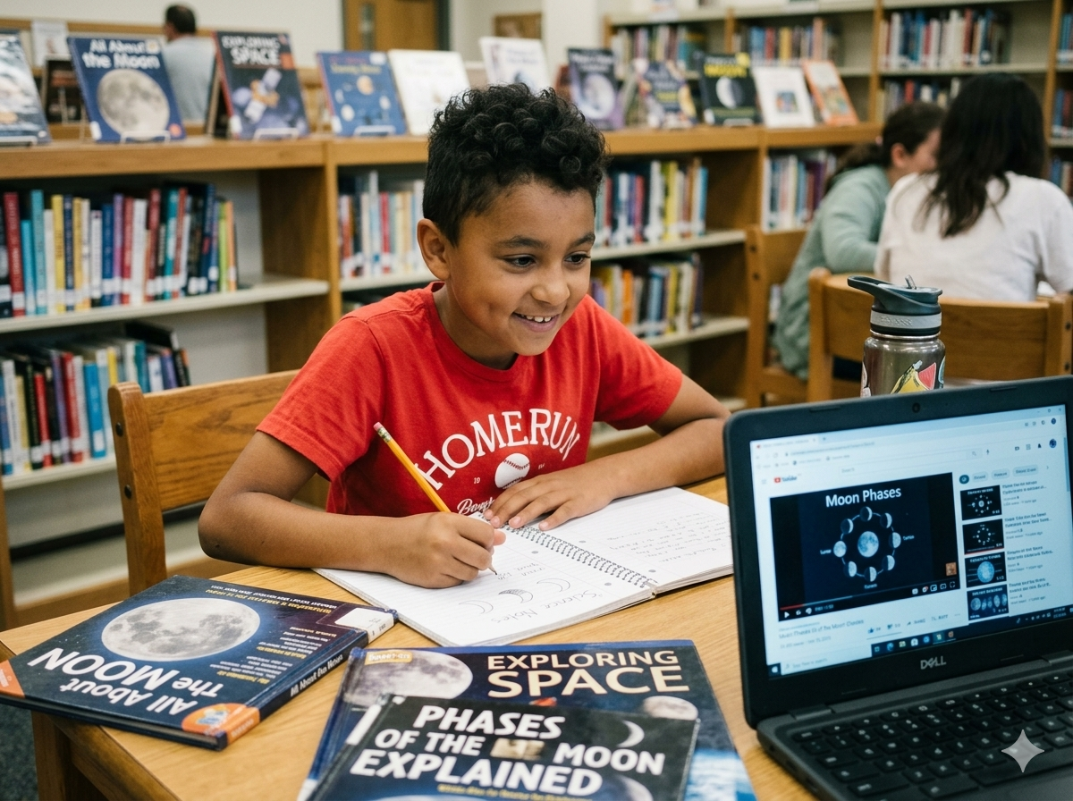 Max researching the Moon